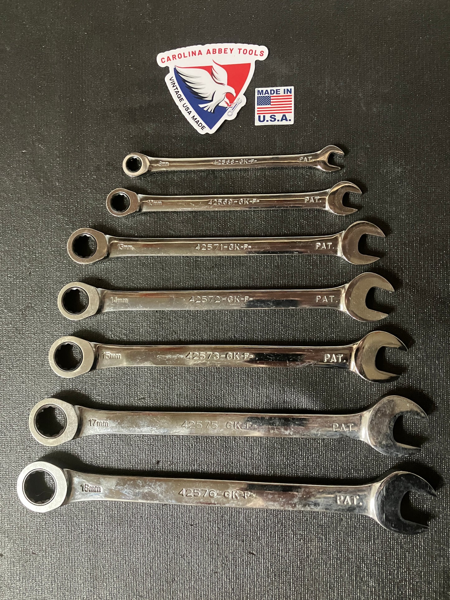 Vintage Craftsman 8pc Full Polished Ratcheting Metric Wrench Set 42451 USA