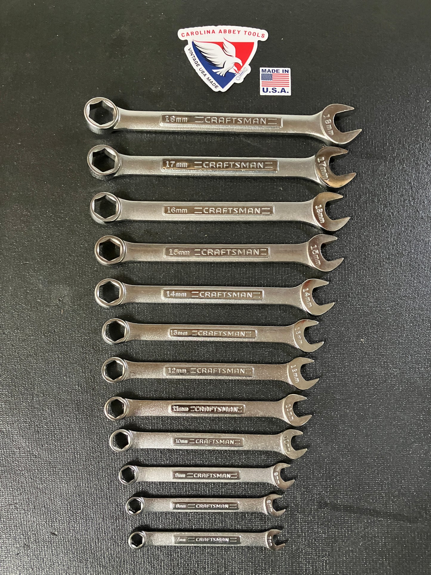 Vintage Craftsman 12pc Metric 6 Point Combination Wrench Set 7mm - 18mm -VA- USA