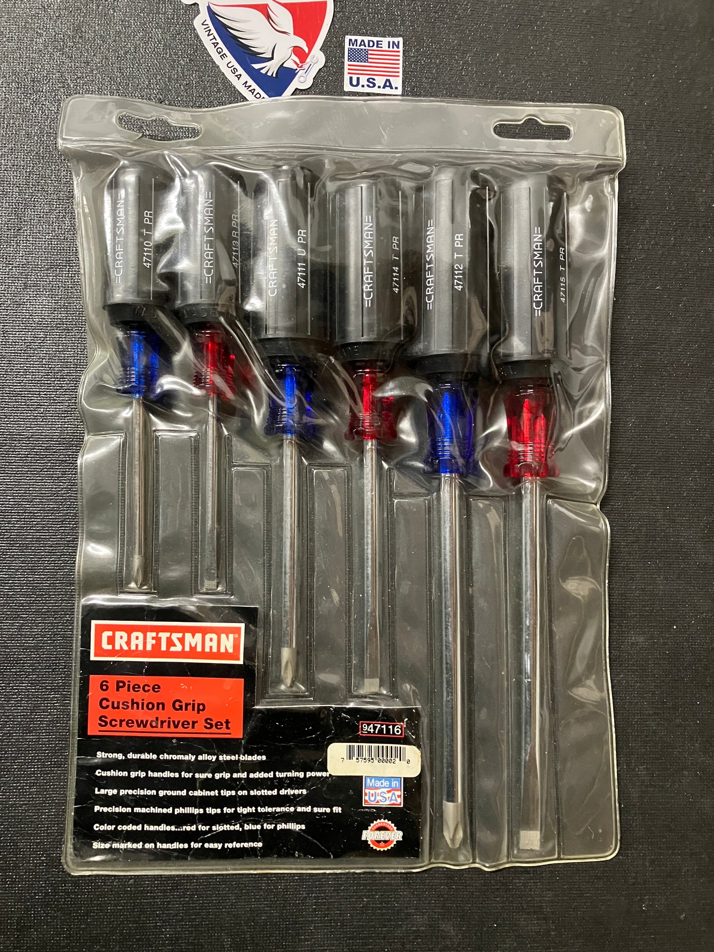 NOS Craftsman 6pc Cushion Grip Screwdriver Set 47116 USA