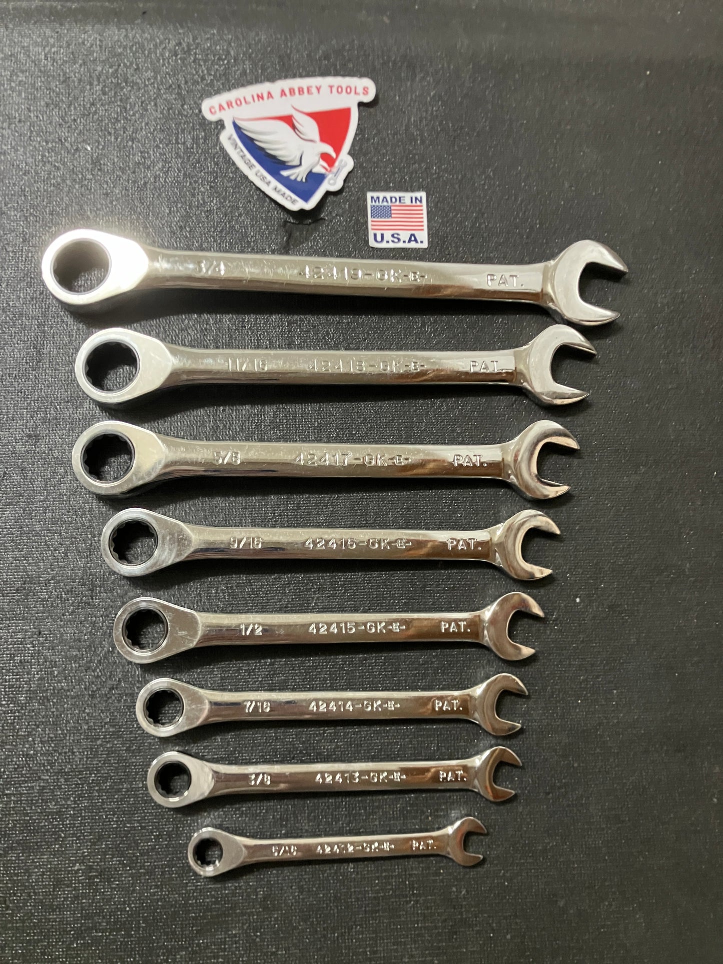 Vintage Craftsman USA 8 pc. SAE Reversible Ratcheting Wrench Set 42404 USA
