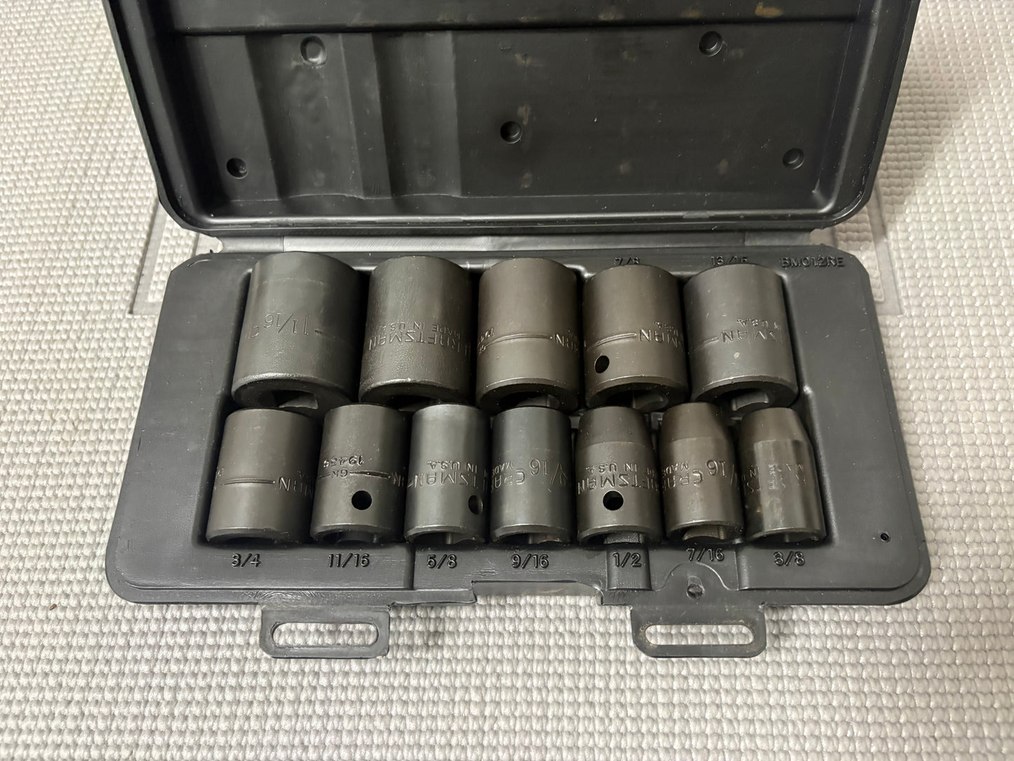 Sears Craftsman 1/2" Drive 12pc SAE Impact Socket Set 19430 USA w/ Case