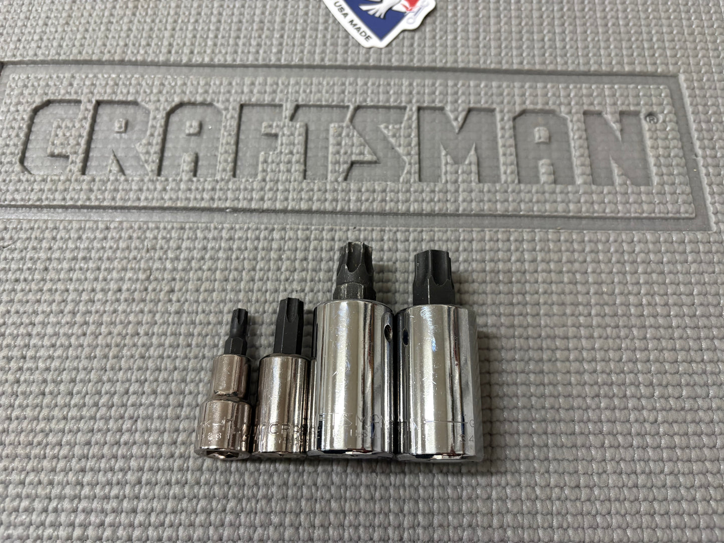 Sears Craftsman USA Torx Socket 34487 3/8 & 1/2 Drive 4pcs GK T27 T47 T55 T60