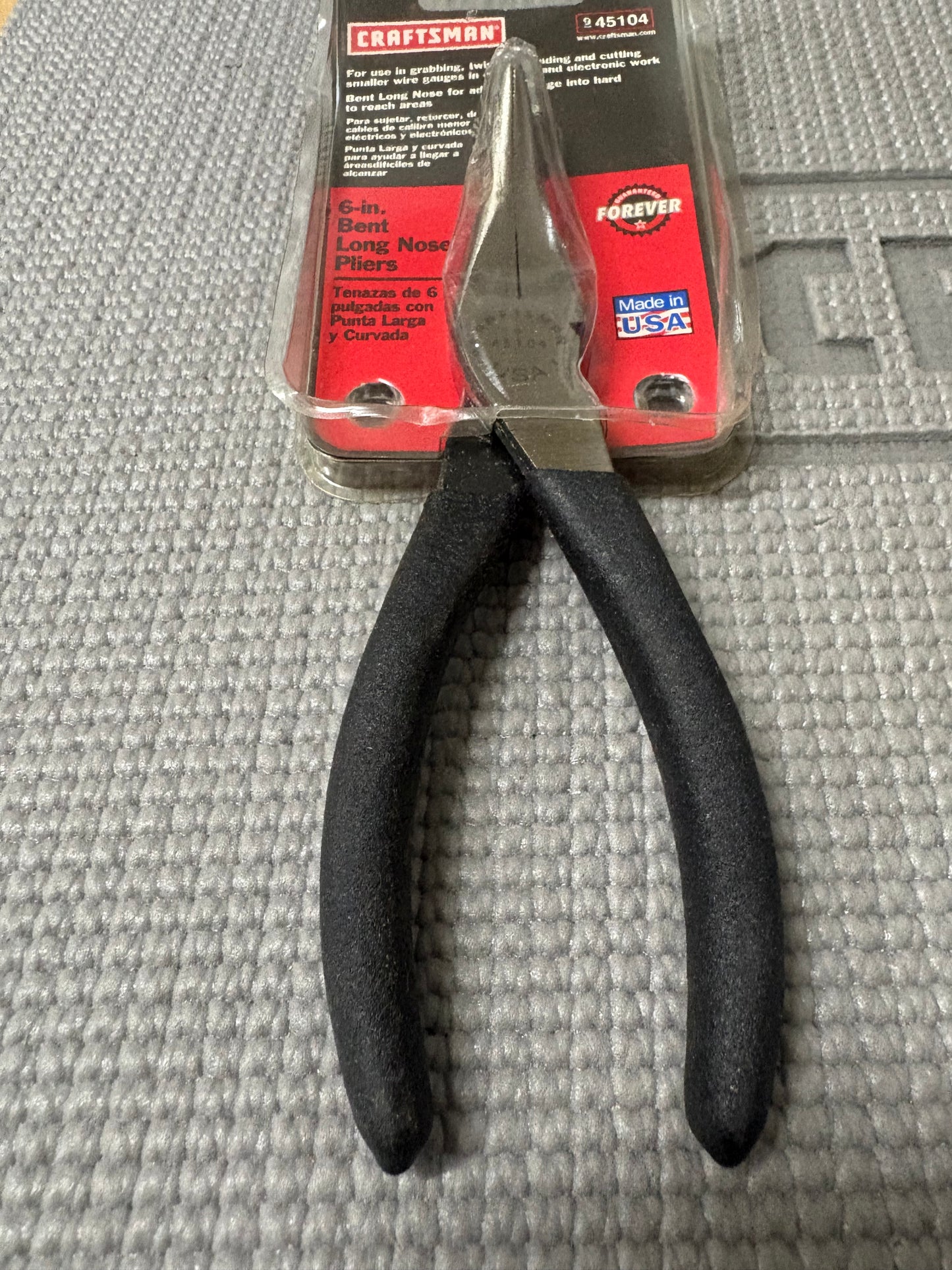 NOS Sears Craftsman USA Bent Long Nose Plier 6” 45104 WF USA New On Tag
