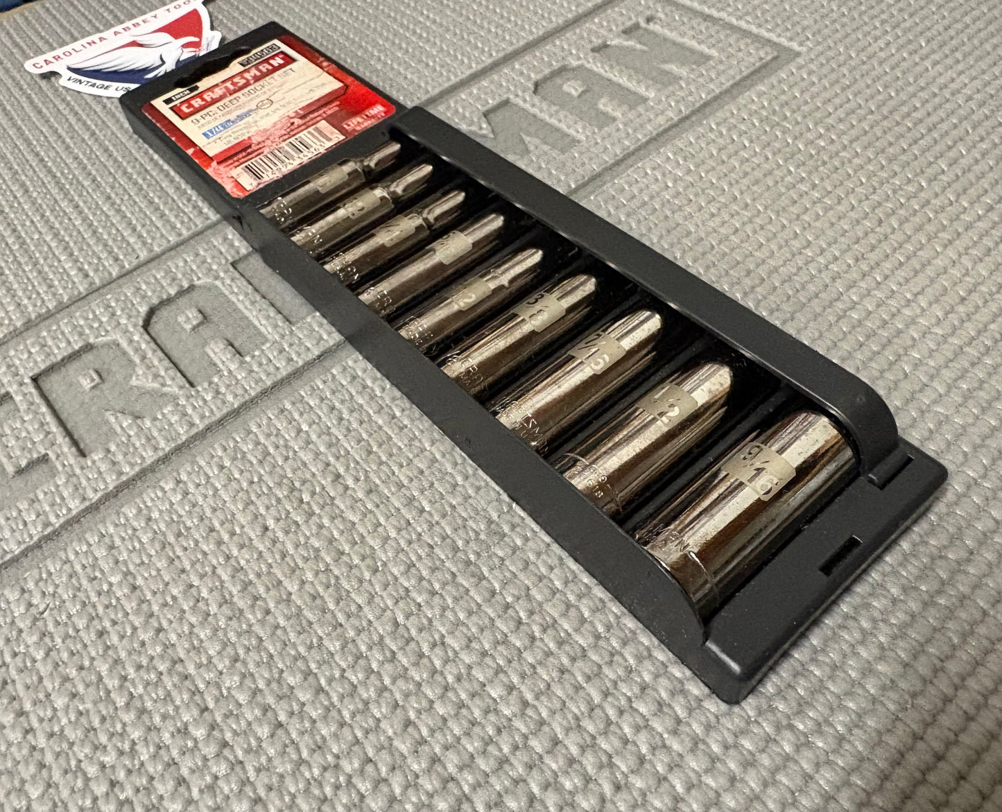 NOS Sears Craftsman USA 1/4” Drive SAE 9pc Easy Read Deep Socket Set 34563 Rare!