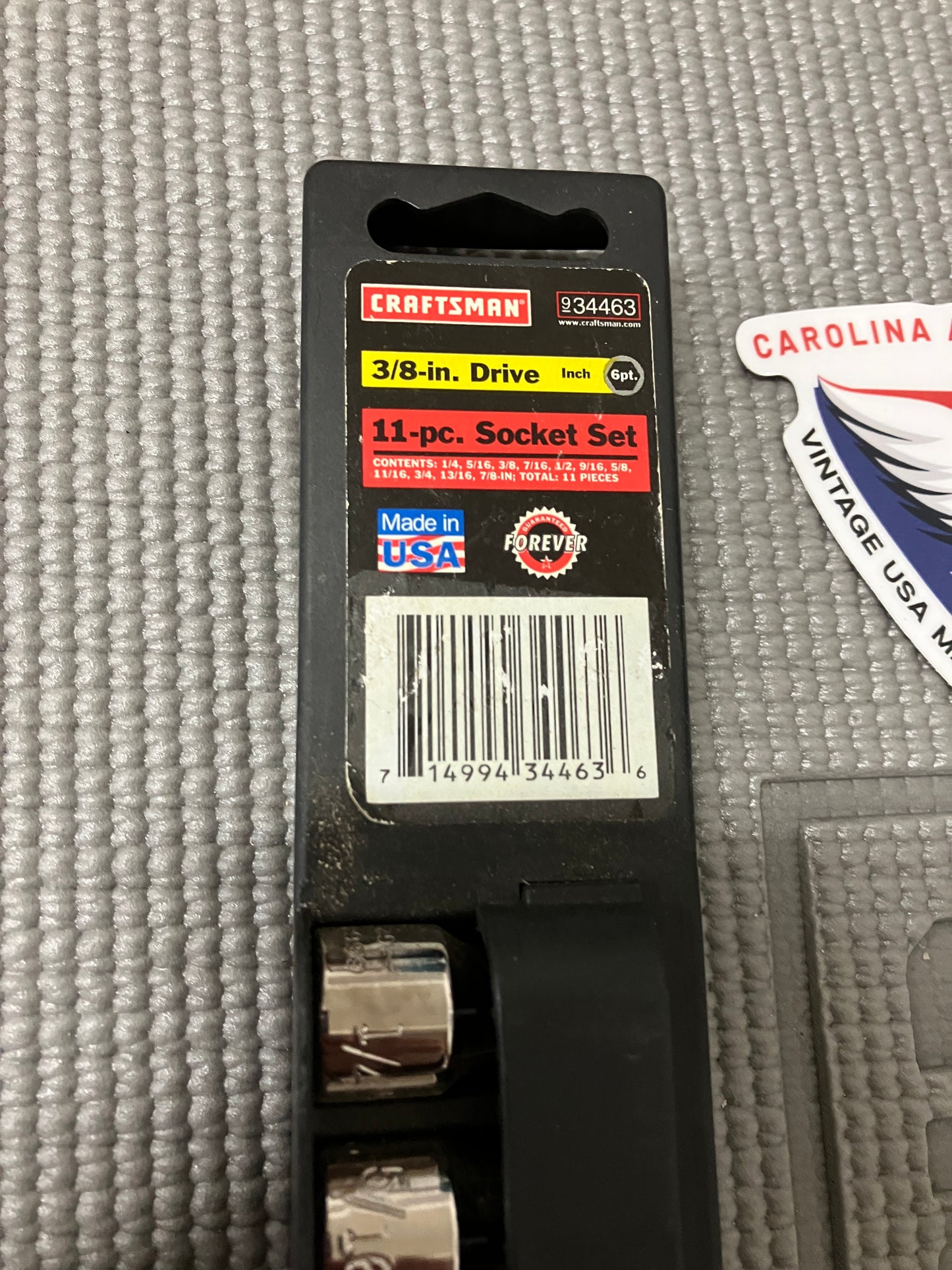 NOS Vintage Sears Craftsman 11pc 3/8”Drive 6pt SAE Socket Set 34463 1/4-7/8” USA