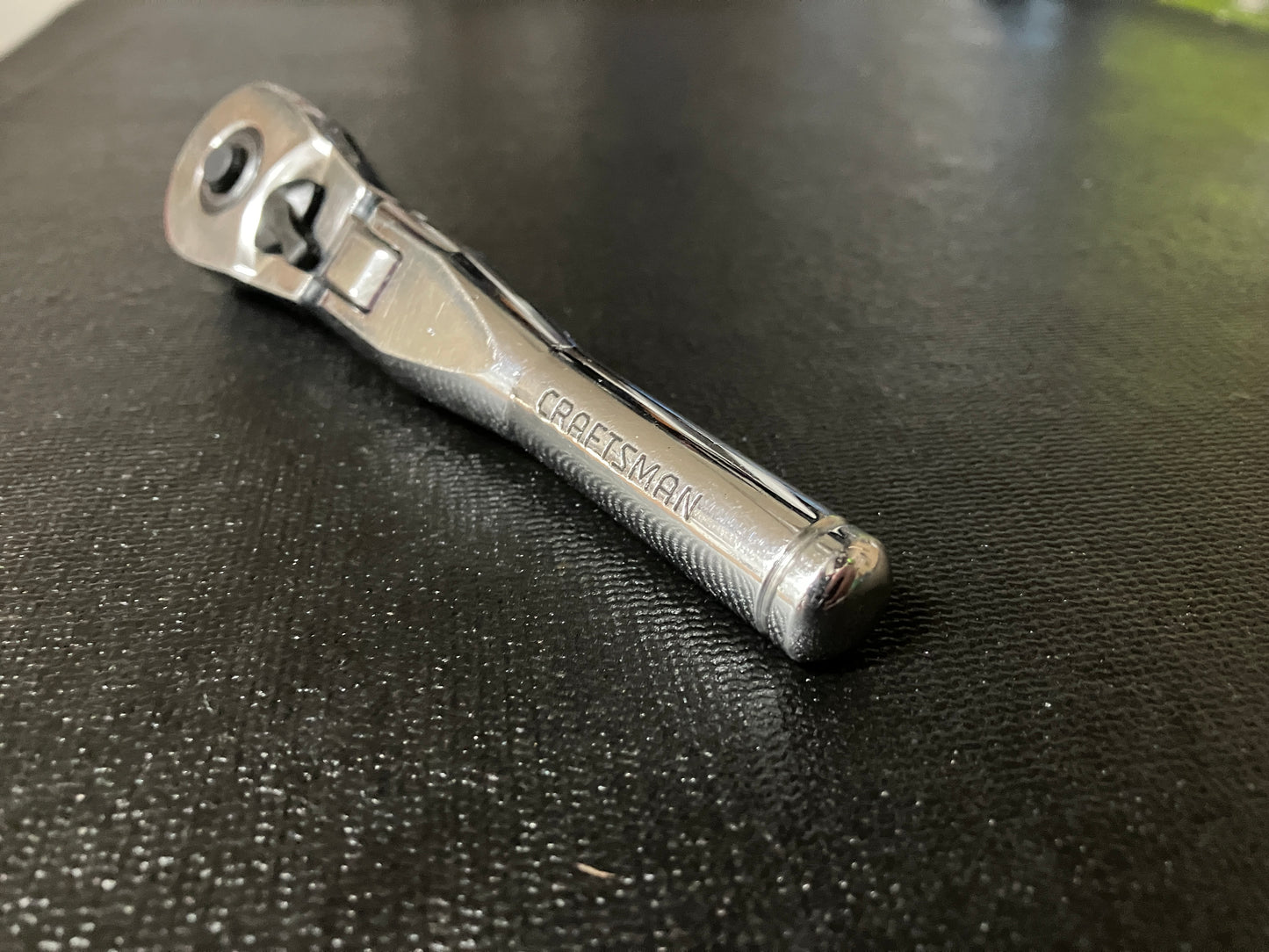 Vintage Craftsman Fully Polished 3/8"  Drive Stubby Flex Ratchet - 44834 VL USA
