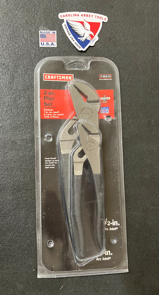 NOS Vintage Sears Craftsman 2 Pc Plier Set 45410 WF USA, 7" & 9-1/2 " Arc Joint Pliers