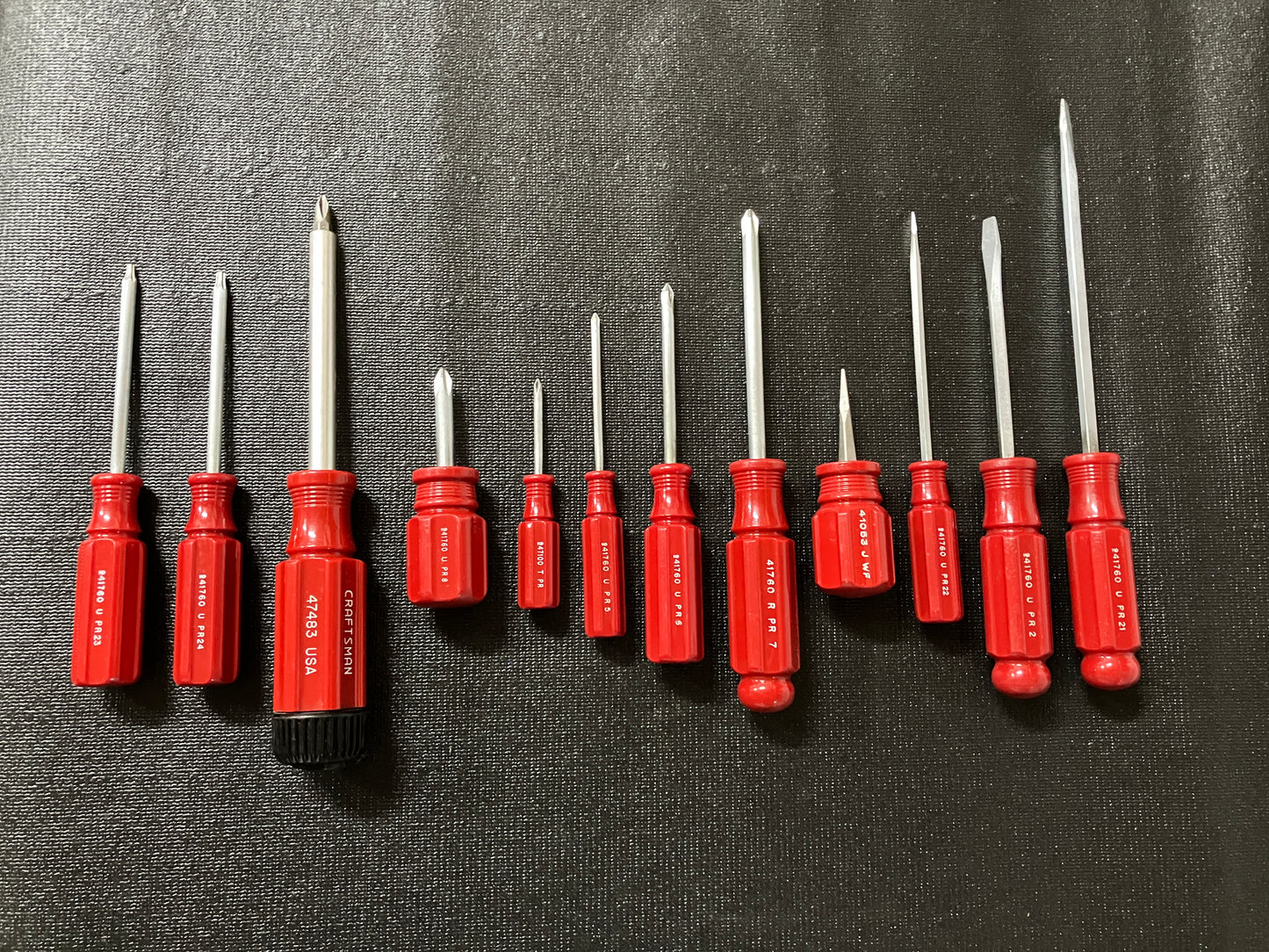 Vintage Craftsman 12pc Solid Red Handle Screwdriver Bundle USA