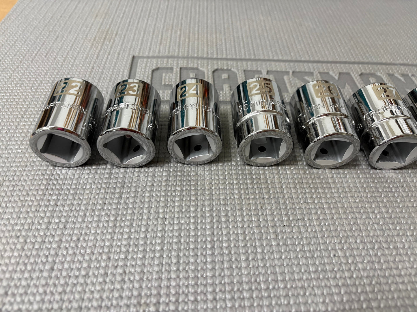 NOS Sears Craftsman Metric 9pc Easy Read Socket Set 46305 USA 3/4” Drive 22-30mm
