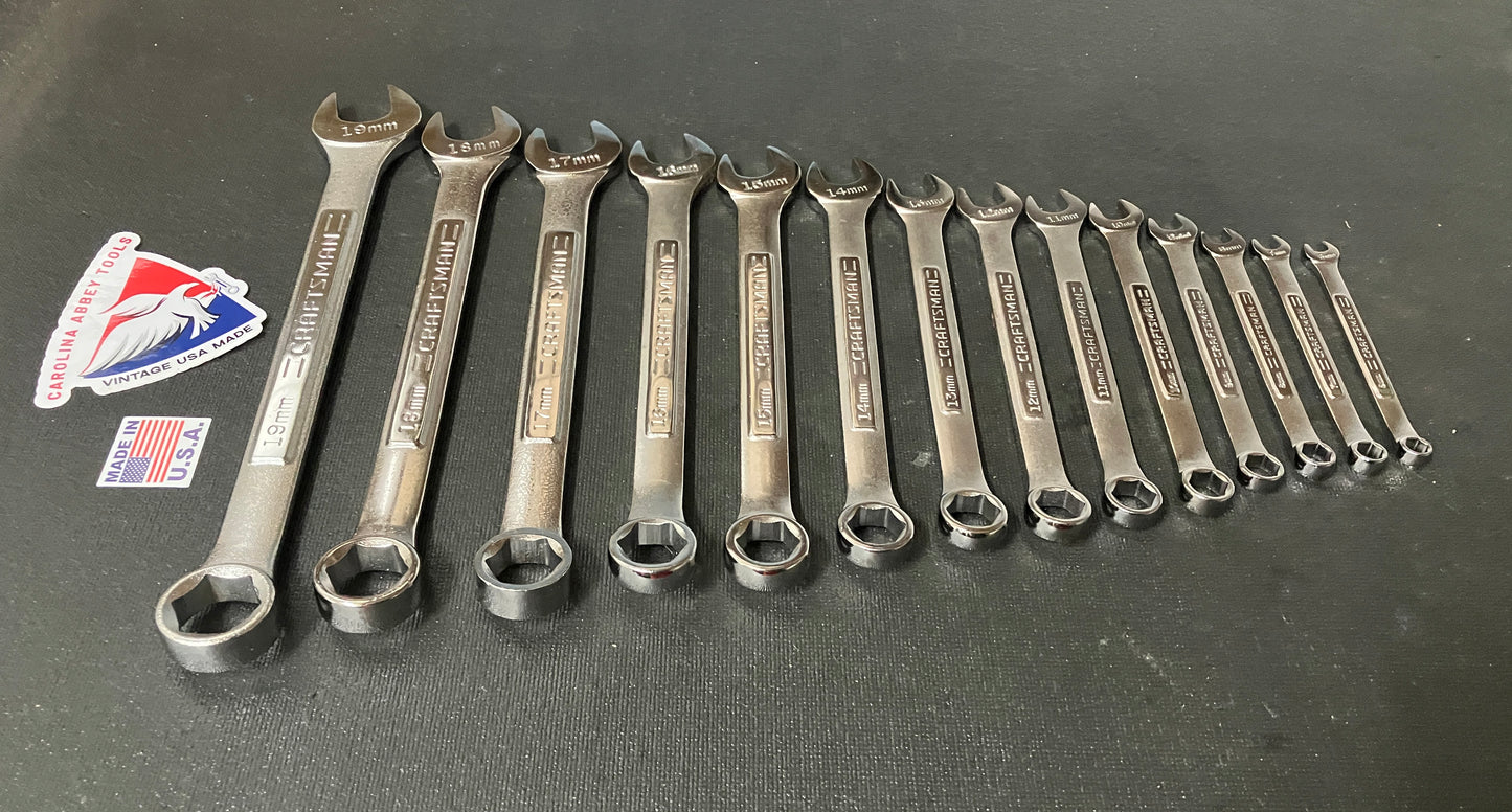Vintage Craftsman 14pc Metric 6 Point Combination Wrench Set 6mm - 19mm -VA- USA
