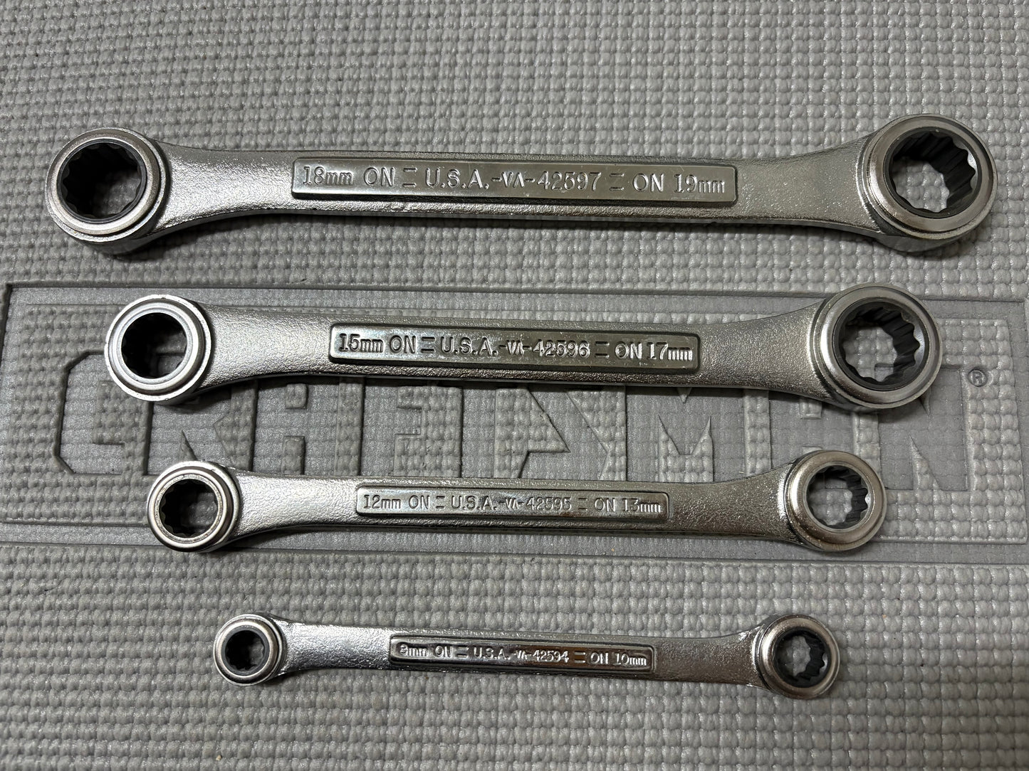Sears Craftsman USA 42447 Metric 8-19mm Double Box End Ratcheting Wrench Set Like New!