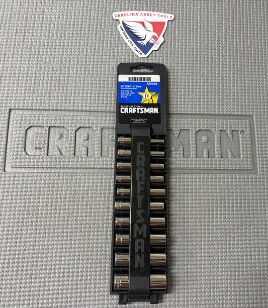 NOS Sears Craftsman USA 1/4" Drive Deep SAE Socket Set USA 6 Point 34434