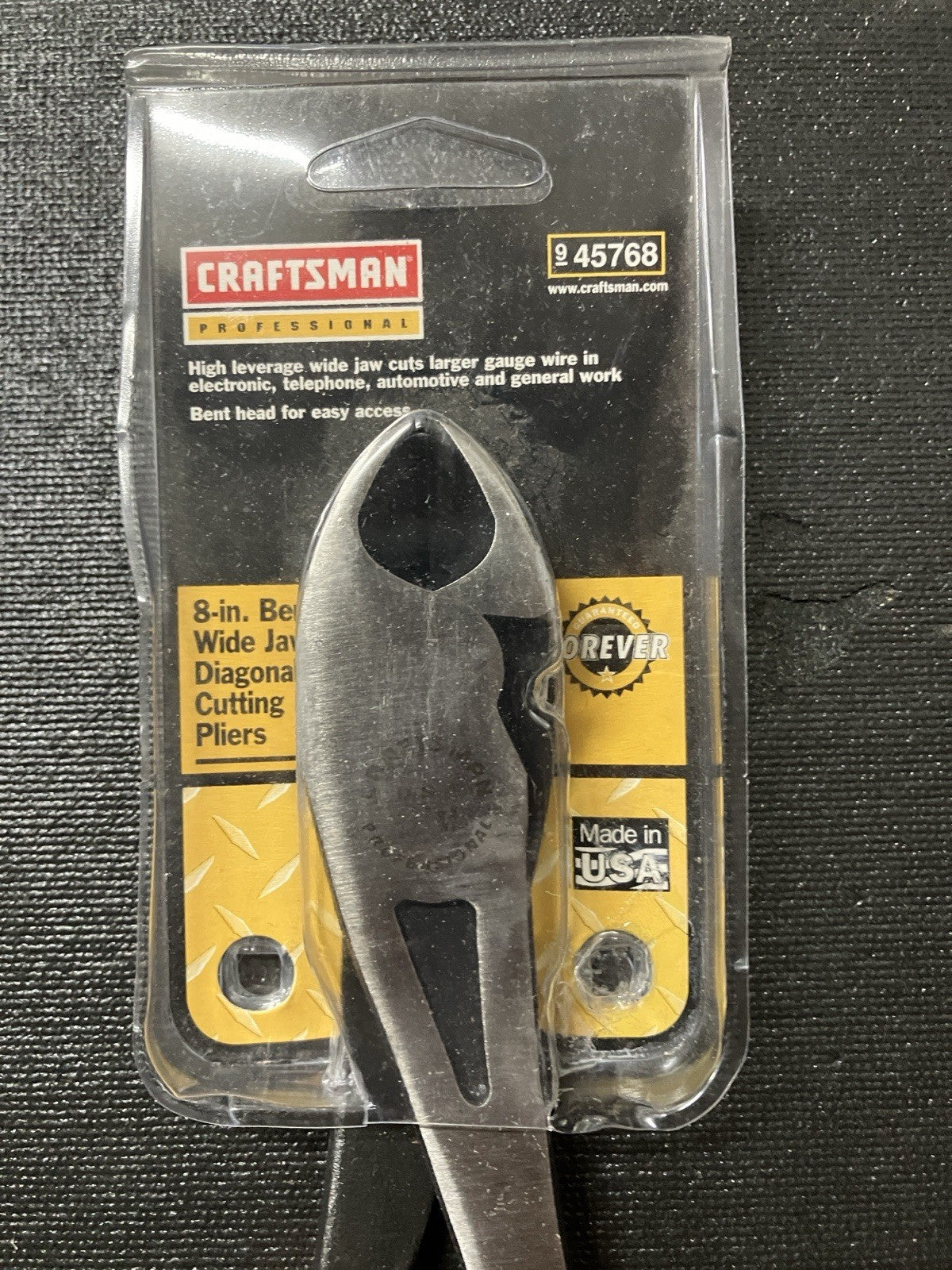 NOS Vintage Craftsman Professional 8” Bent Jaw Diagonal Cutting Pliers 45768 USA