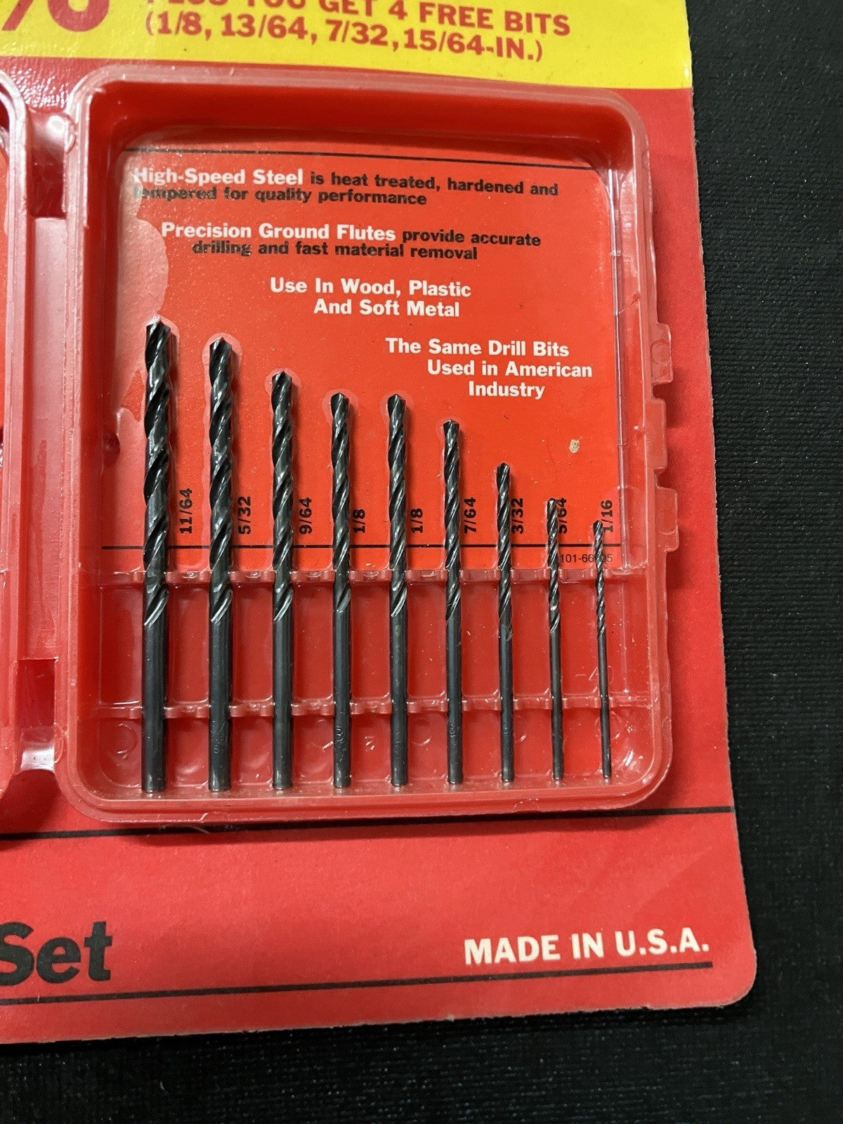 NOS Vintage Sears Craftsman 14pc Black Oxide Drill Bit Set 66095 USA Rare Set