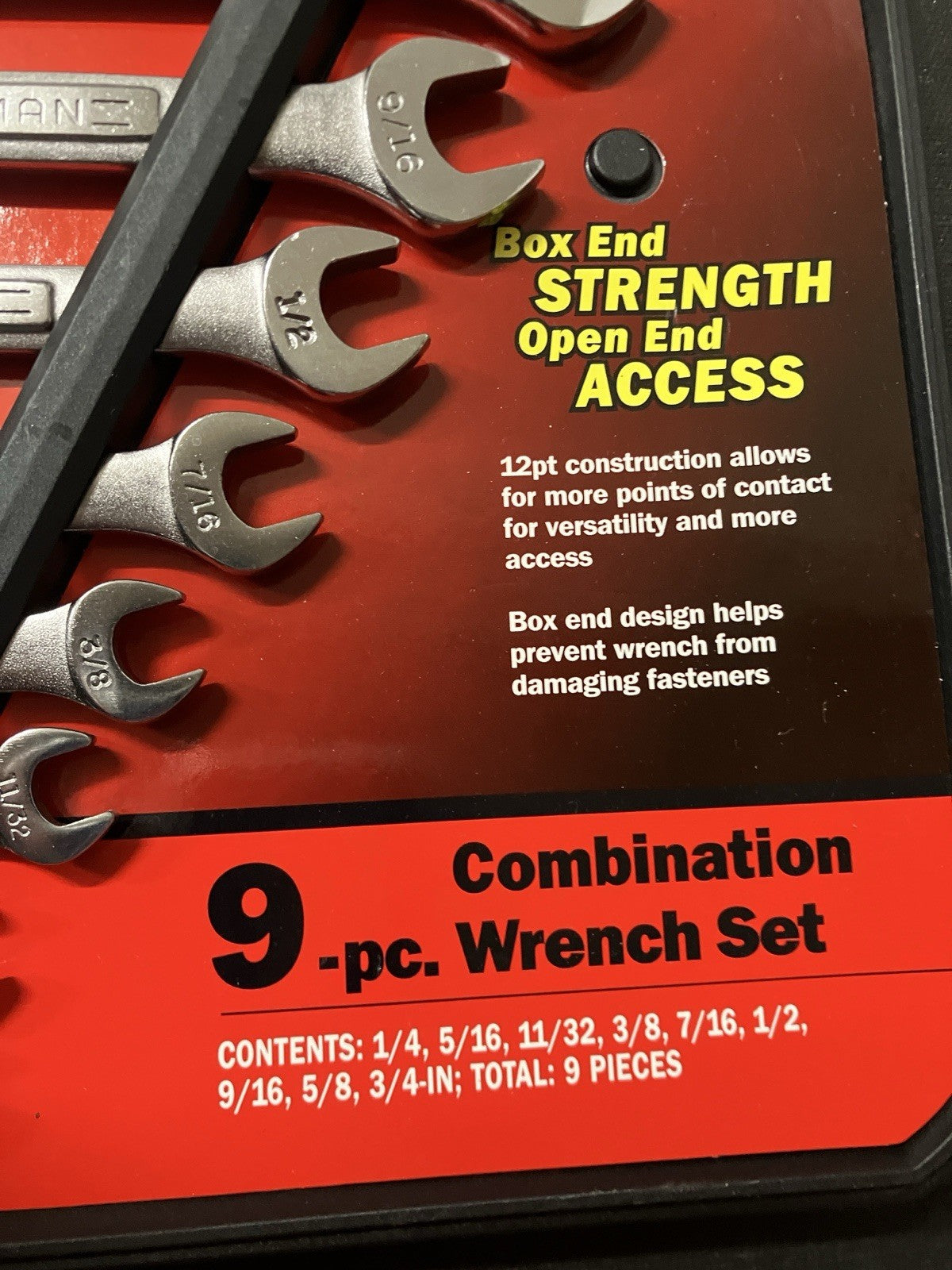 NOS Vintage Sears Craftsman 9pc Combination Wrench Set SAE 47044 USA 1/4”-3/4”