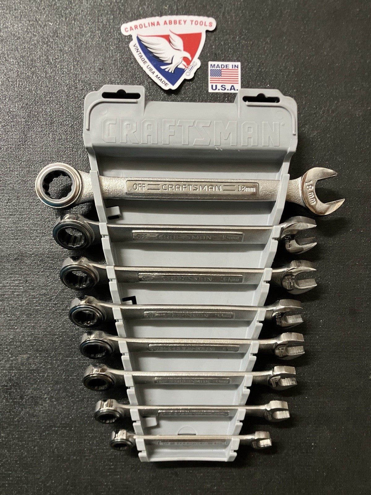 Sears Craftsman USA 8pc Metric Combination Ratcheting Wrench Set 42445  8-18 MM