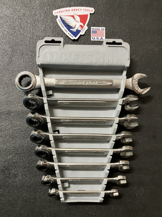 Sears Craftsman USA 8pc Metric Combination Ratcheting Wrench Set 42445  8-18 MM