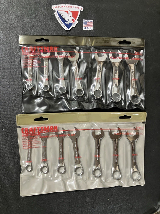 NOS Vintage Sears Craftsman SAE & Metric Stubby Combo Wrench Set 44101 44111 USA