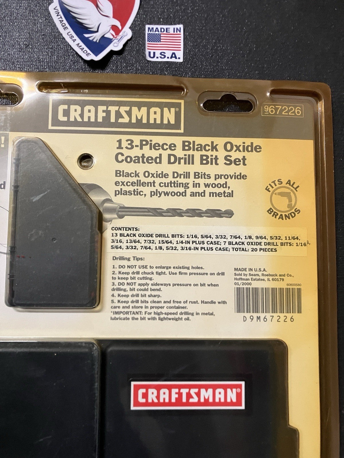 NOS Vintage Sears Craftsman 20pc Black Oxide Drill Bit Set 67226 USA Brand New!