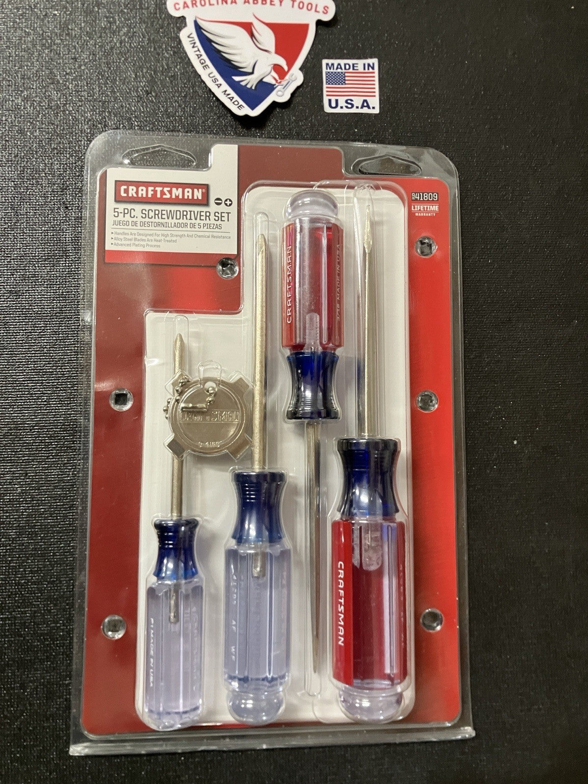 NOS Vintage Sears Craftsman 5pc Phillips Flat Screwdriver Set 41809 USA New!