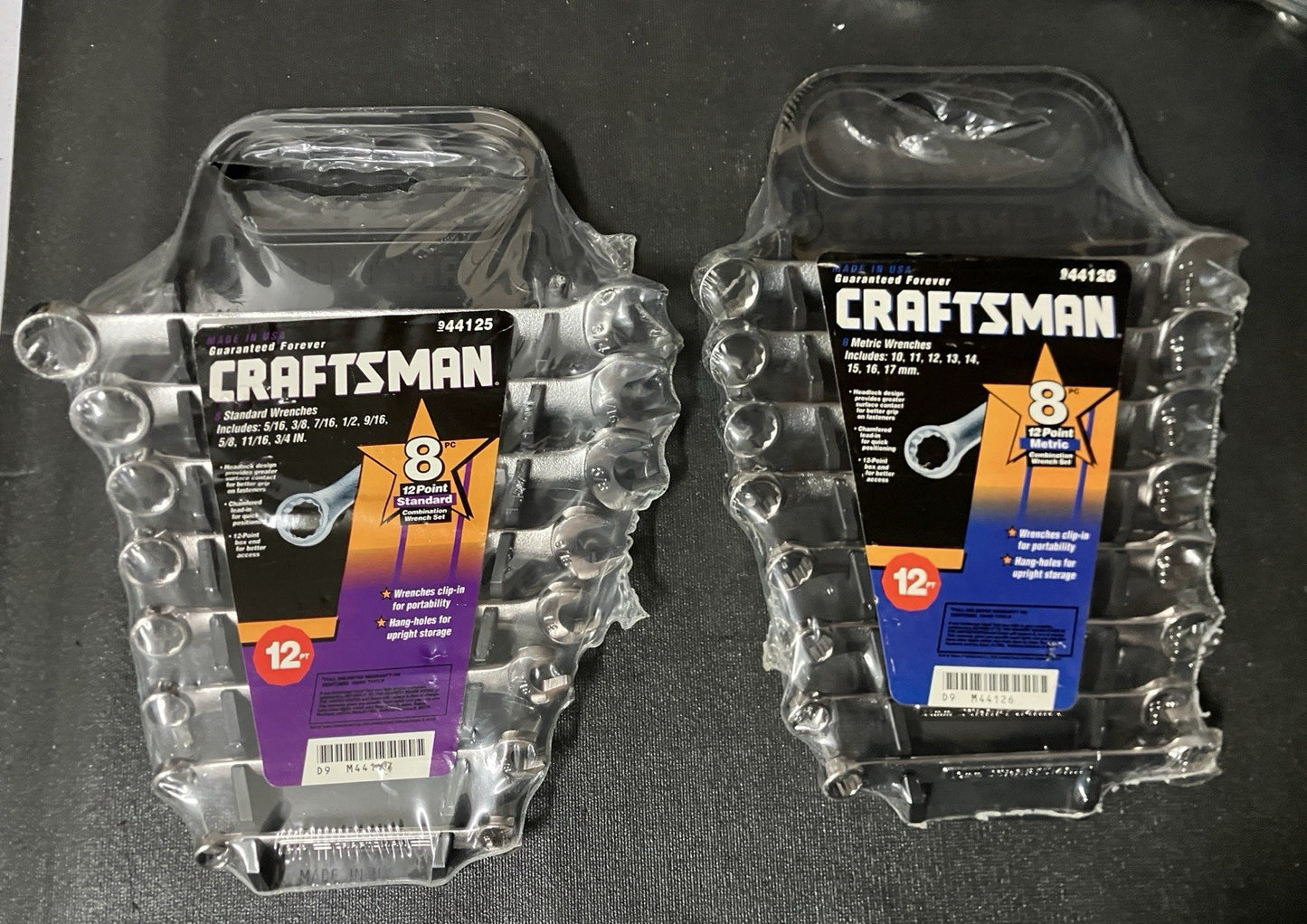 NOS Vintage Craftsman Metric SAE Combo Wrench Set Bundle 44125 44126 USA 12pt