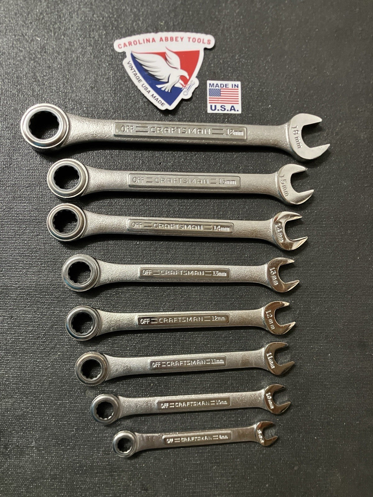 Sears Craftsman USA 8pc Metric Combination Ratcheting Wrench Set 42445  8-18 MM