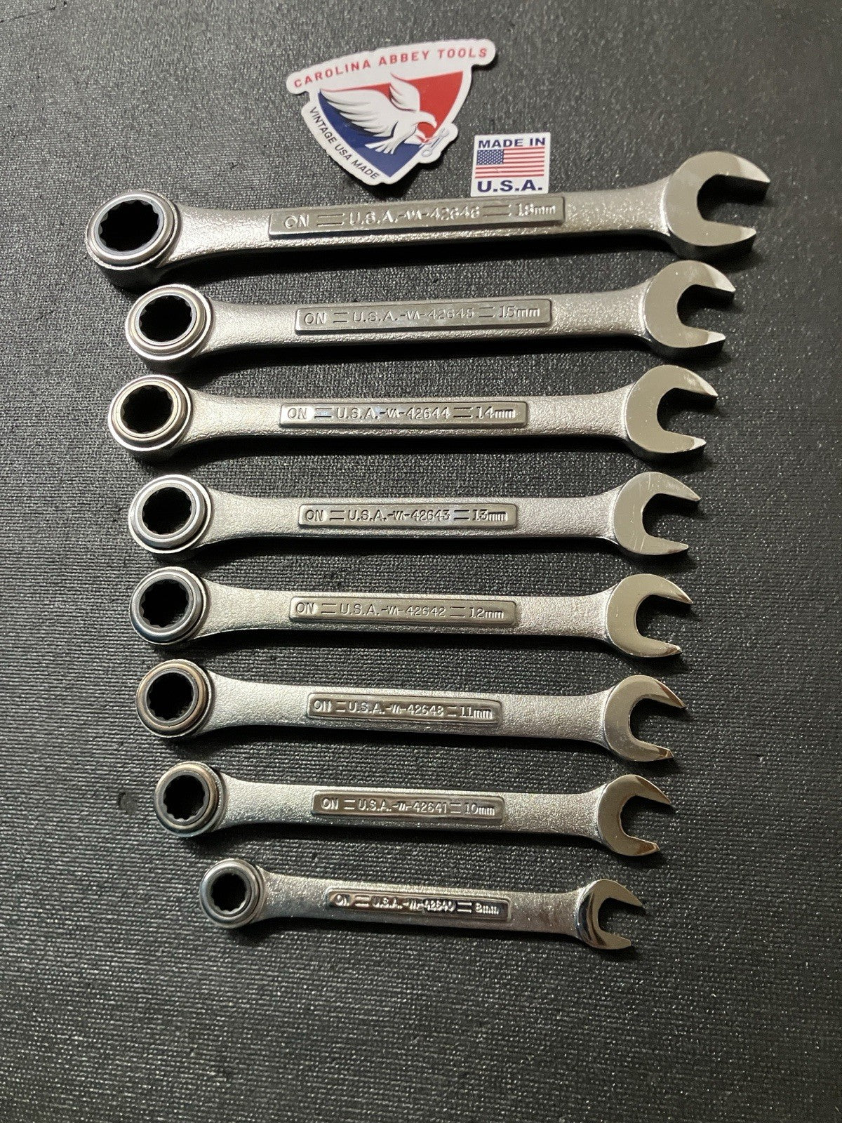 Sears Craftsman USA 8pc Metric Combination Ratcheting Wrench Set 42445  8-18 MM