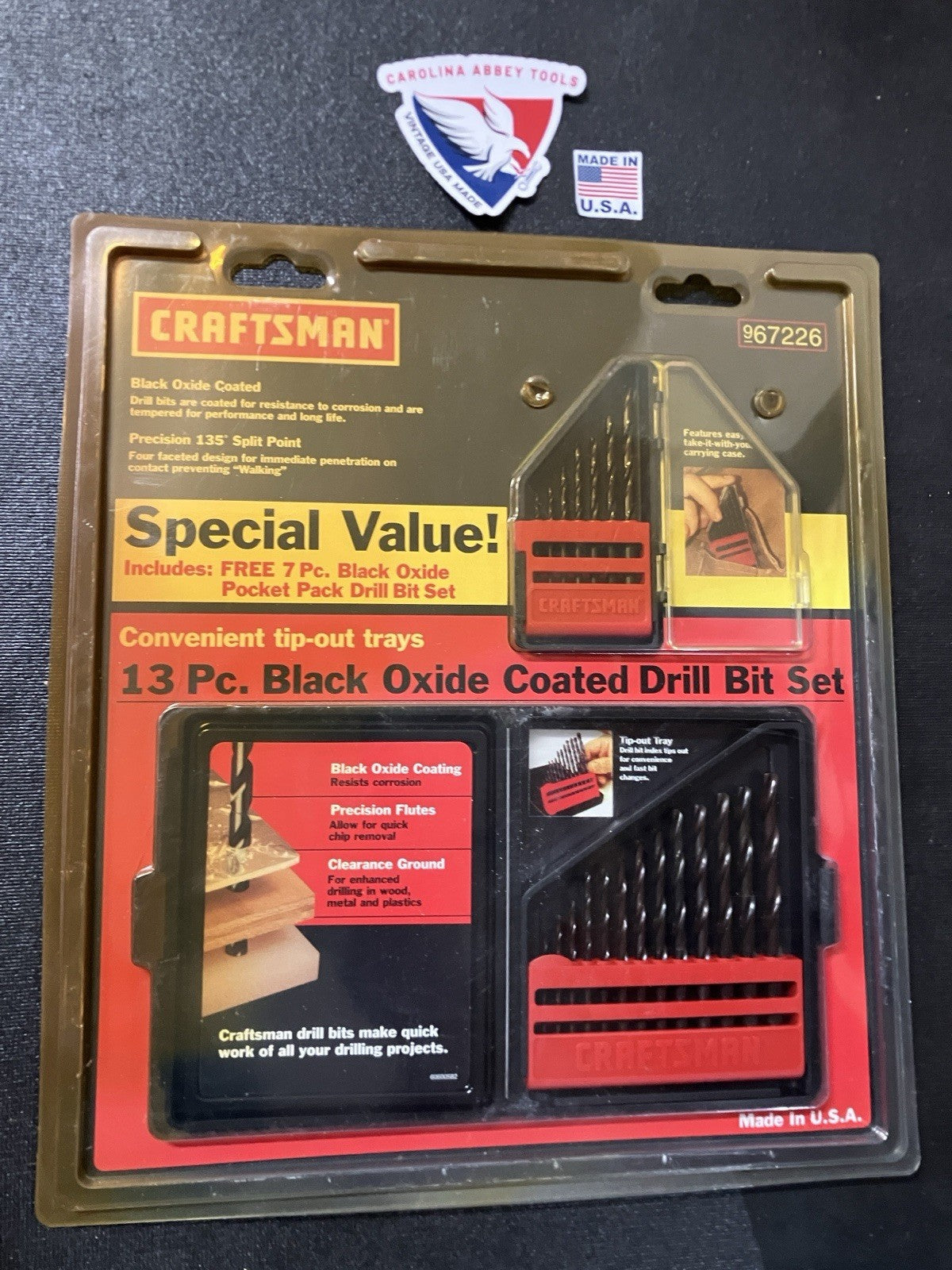 NOS Vintage Sears Craftsman 20pc Black Oxide Drill Bit Set 67226 USA Brand New!