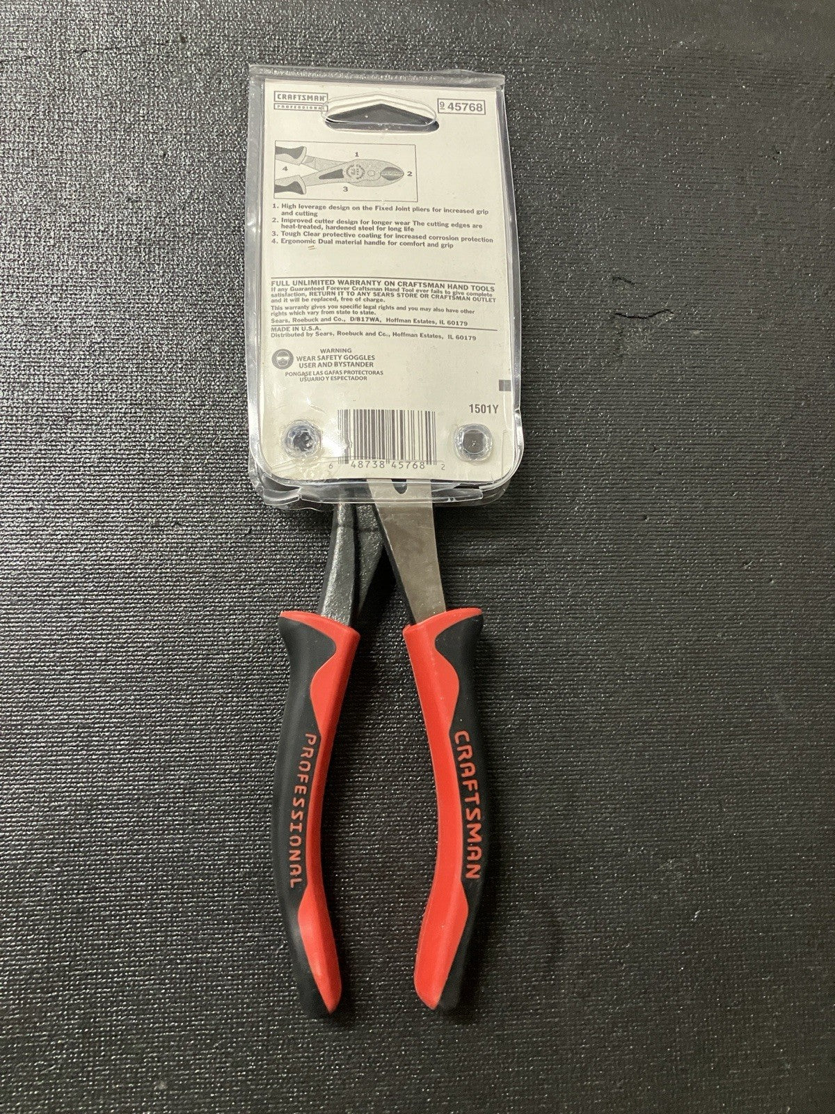 NOS Vintage Craftsman Professional 8” Bent Jaw Diagonal Cutting Pliers 45768 USA
