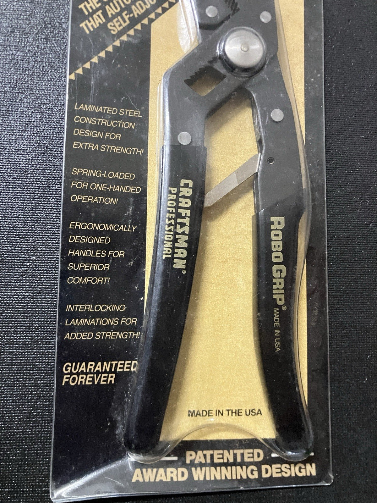 NOS Craftsman Professional Robo Grip 9" Straight Jaw Self Adjusting Pliers 45009