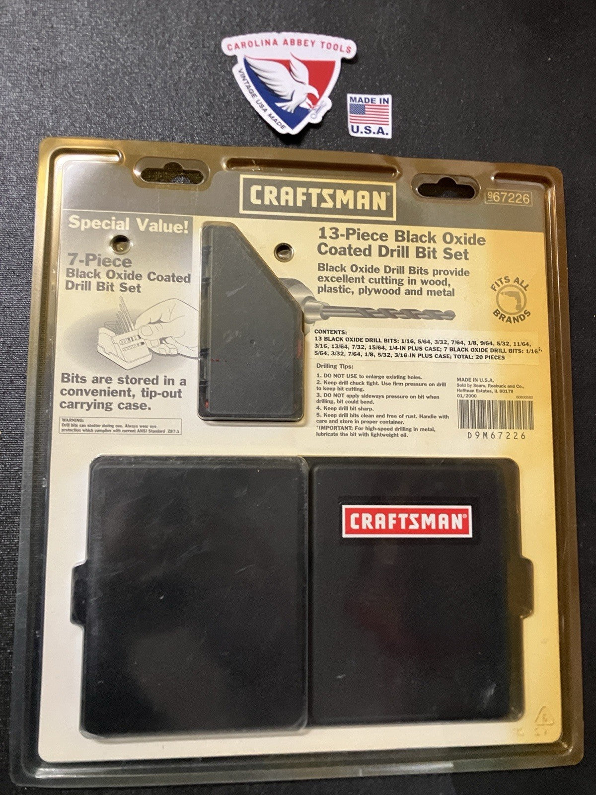 NOS Vintage Sears Craftsman 20pc Black Oxide Drill Bit Set 67226 USA Brand New!