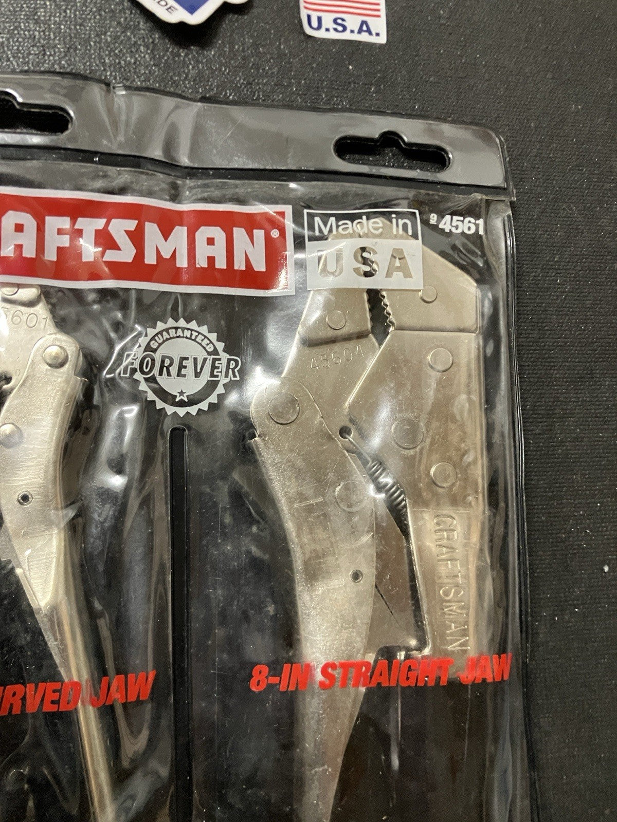 NOS Vintage Craftsman 2pc Locking Plier Set 45612 USA 6” Curved 8” Straight