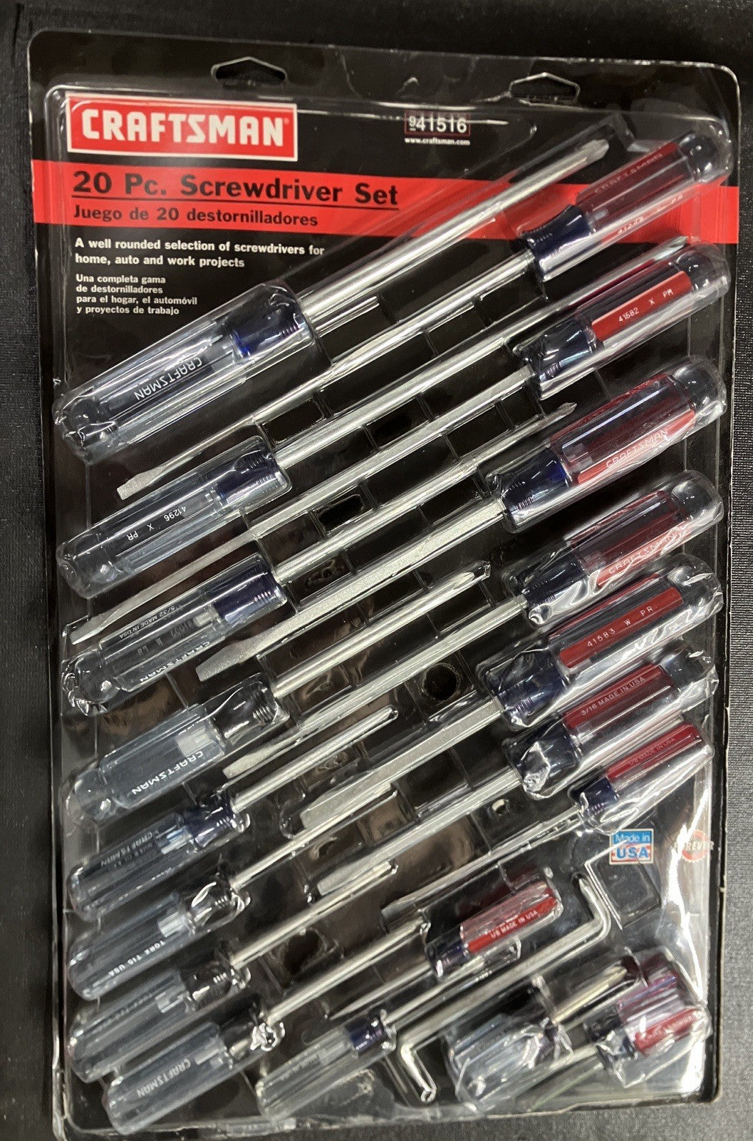 NOS Vintage Sears Craftsman USA 20pc Screwdriver Set 41516 USA Rare Pratt Read !