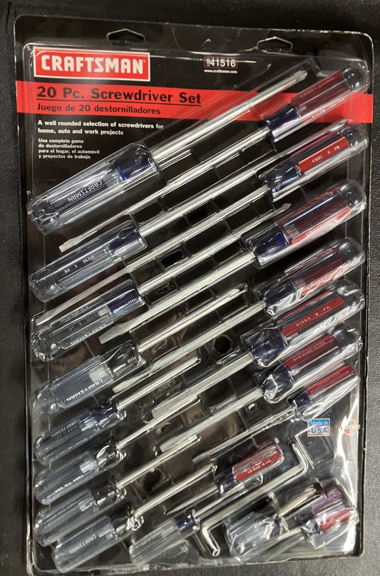 NOS Vintage Sears Craftsman USA 20pc Screwdriver Set 41516 USA Rare Pratt Read !