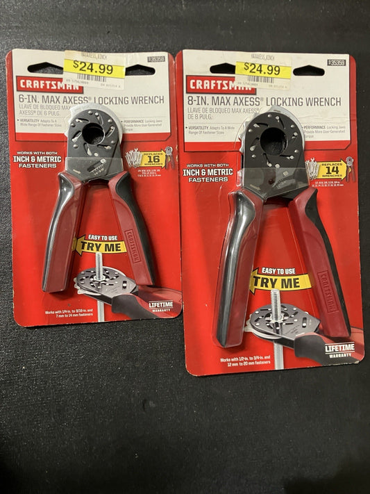 NOS Craftsman 2pc Max Axess Locking Wrench Set 6” 8” 35358 35358 Brand New