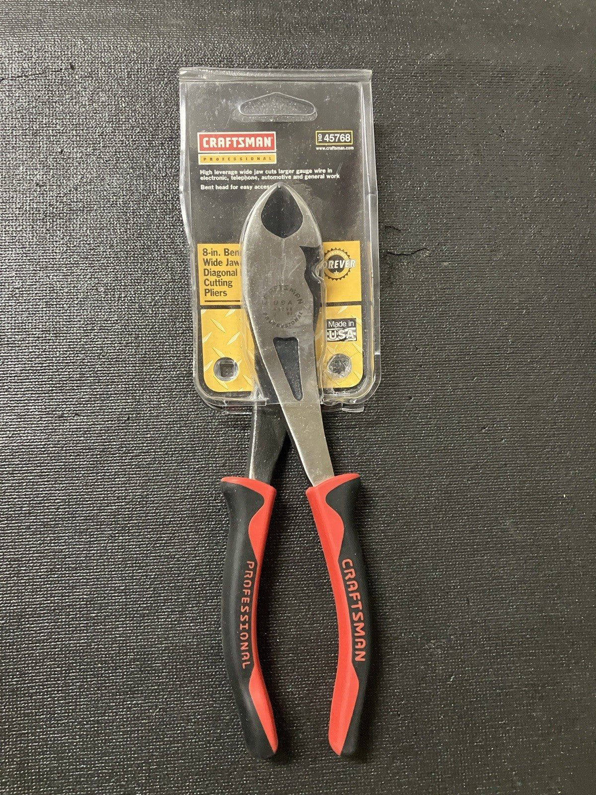 NOS Vintage Craftsman Professional 8” Bent Jaw Diagonal Cutting Pliers 45768 USA