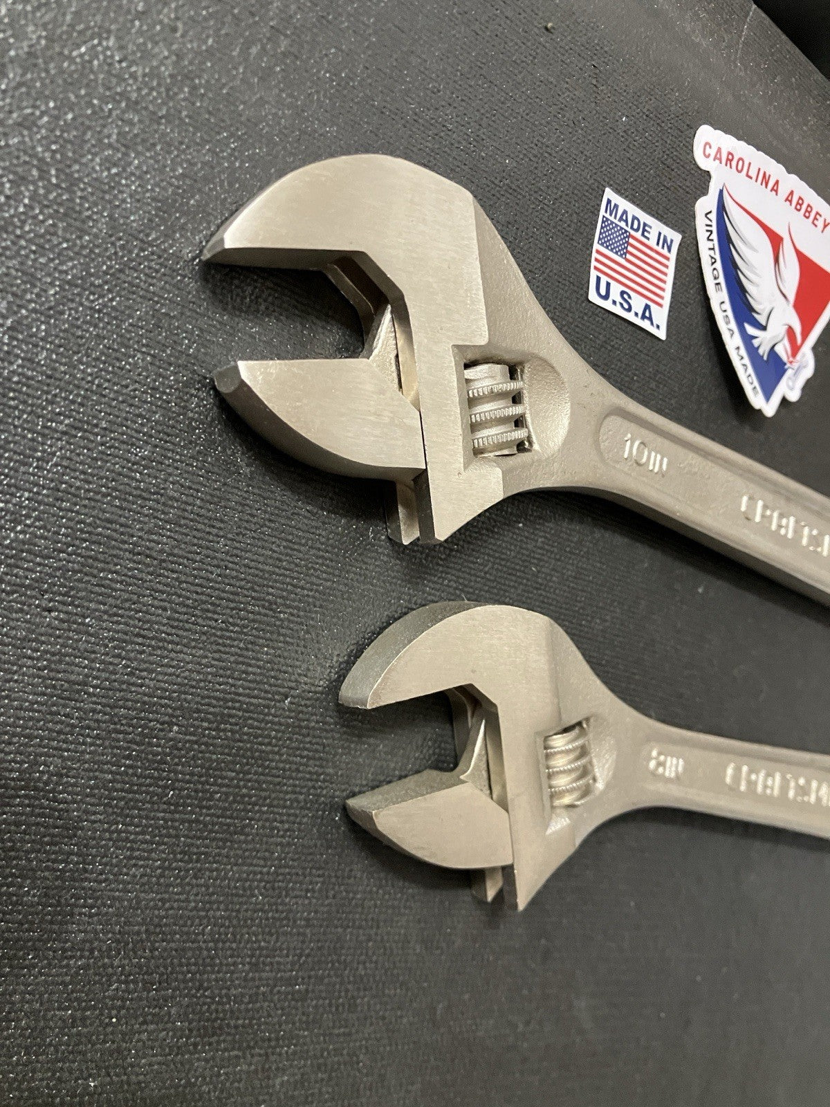 NOS Sears Craftsman 2pc Adjustable Wrench 6”/8” Extra Wide Jaw 44011 USA Satin