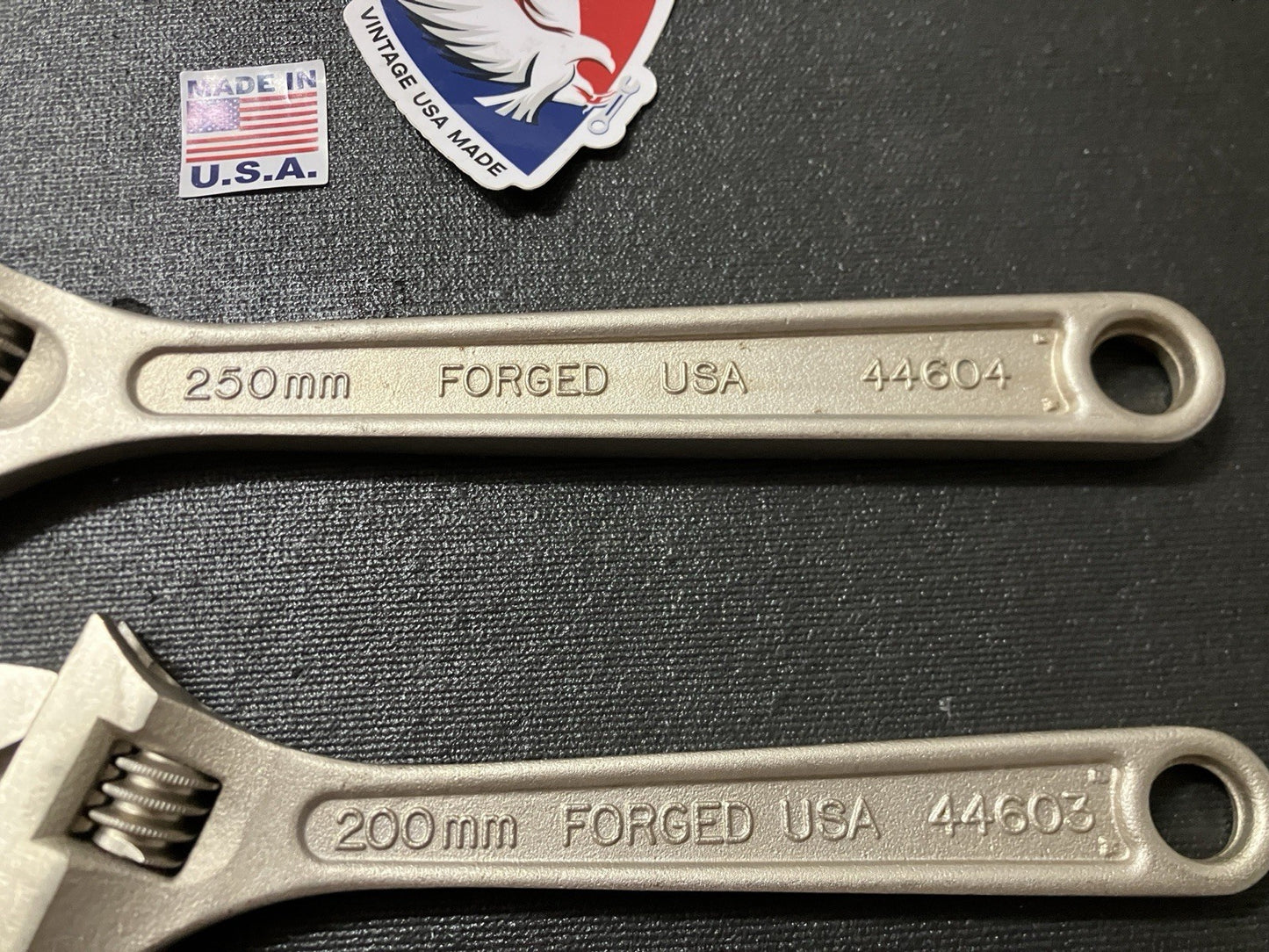 NOS Sears Craftsman 2pc Adjustable Wrench 6”/8” Extra Wide Jaw 44011 USA Satin