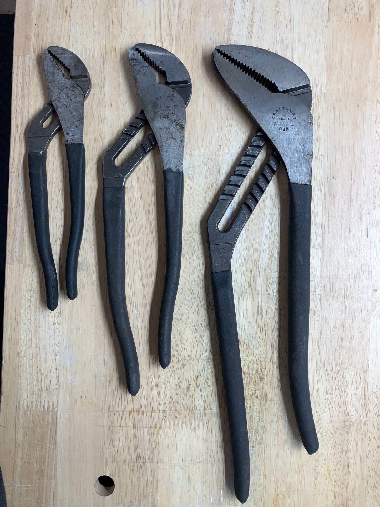 Vintage Craftsman 3pc Tongue & Groove Pliers Set - 45384 16”, 45386 13”, 45381 9.5” USA