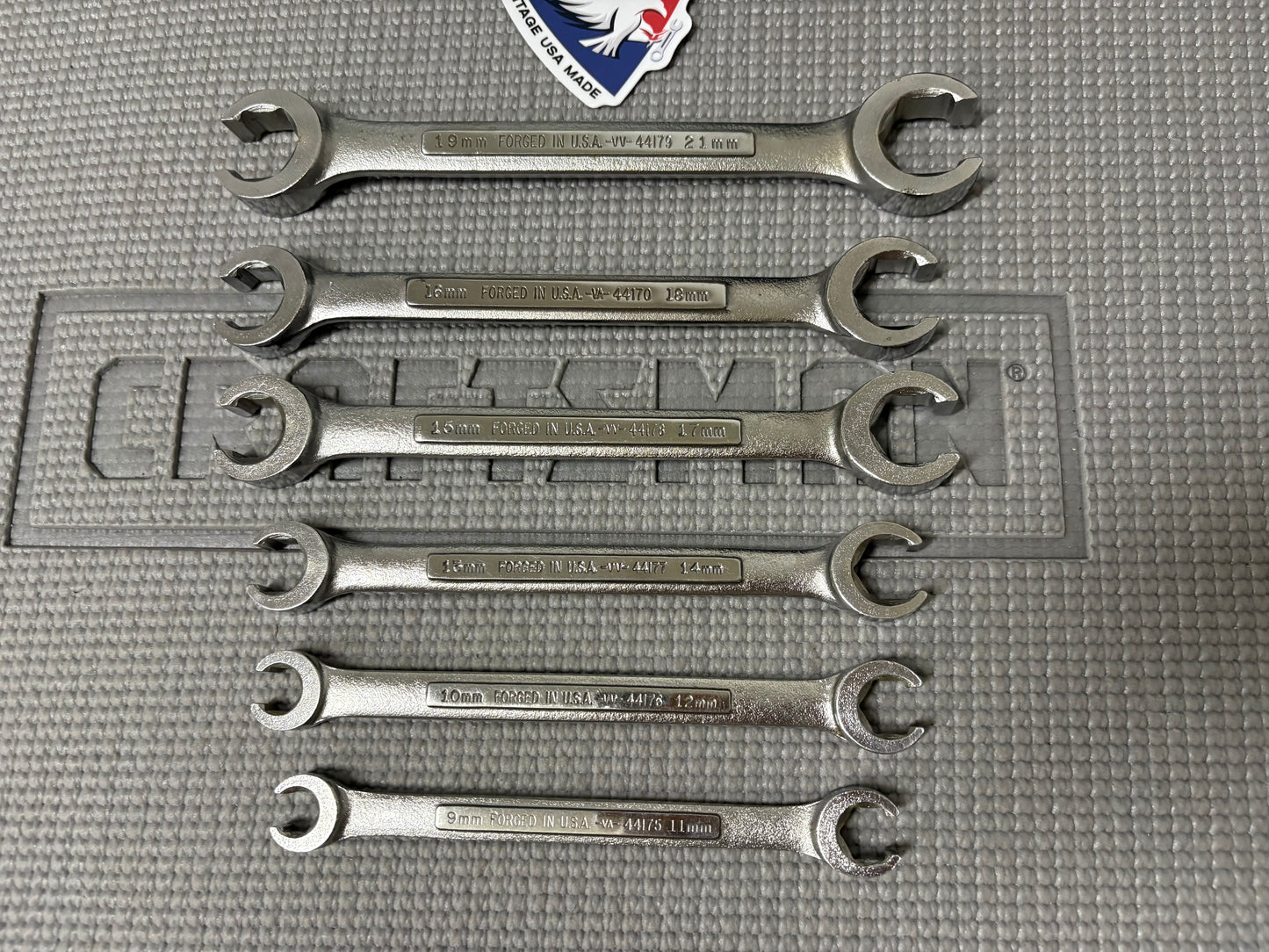 Sears Craftsman USA 6pc Metric Flare Nut Wrench Set -VA- 9mm to 21mm