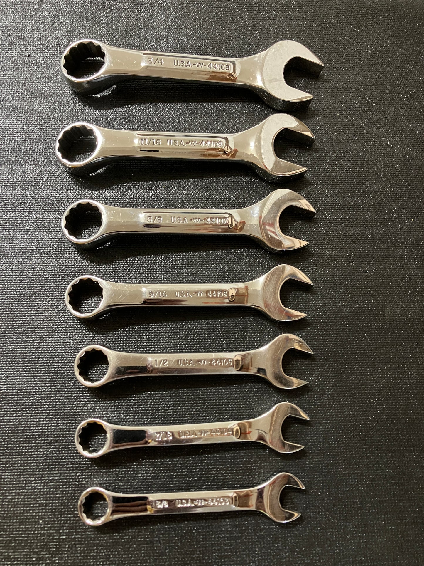 Vintage Craftsman Professional 7pc Stubby SAE Combination Wrench Set 44101 -VV- USA