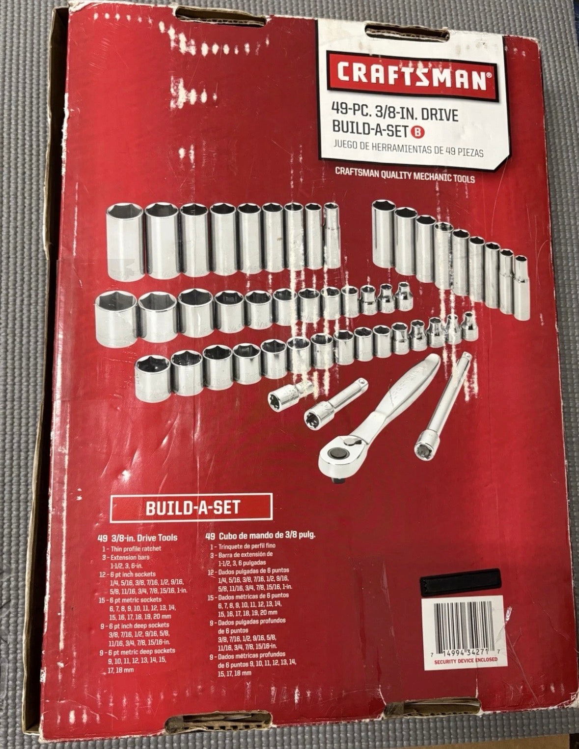 NOS Sears Craftsman 49pc 3/8” Drive Build-A-Set 34271 USA Low Profile Ratchet