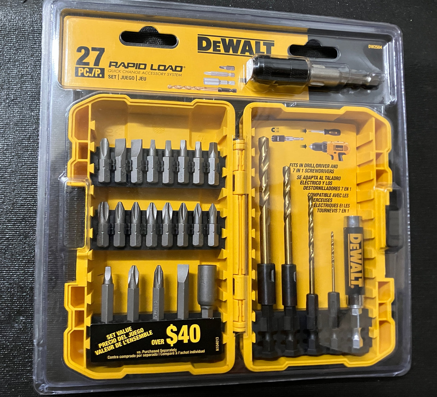 DEWALT 27pc Driver/Drill/Bit Set RAPID LOAD Quick Change Drive Guide #DW2504TG