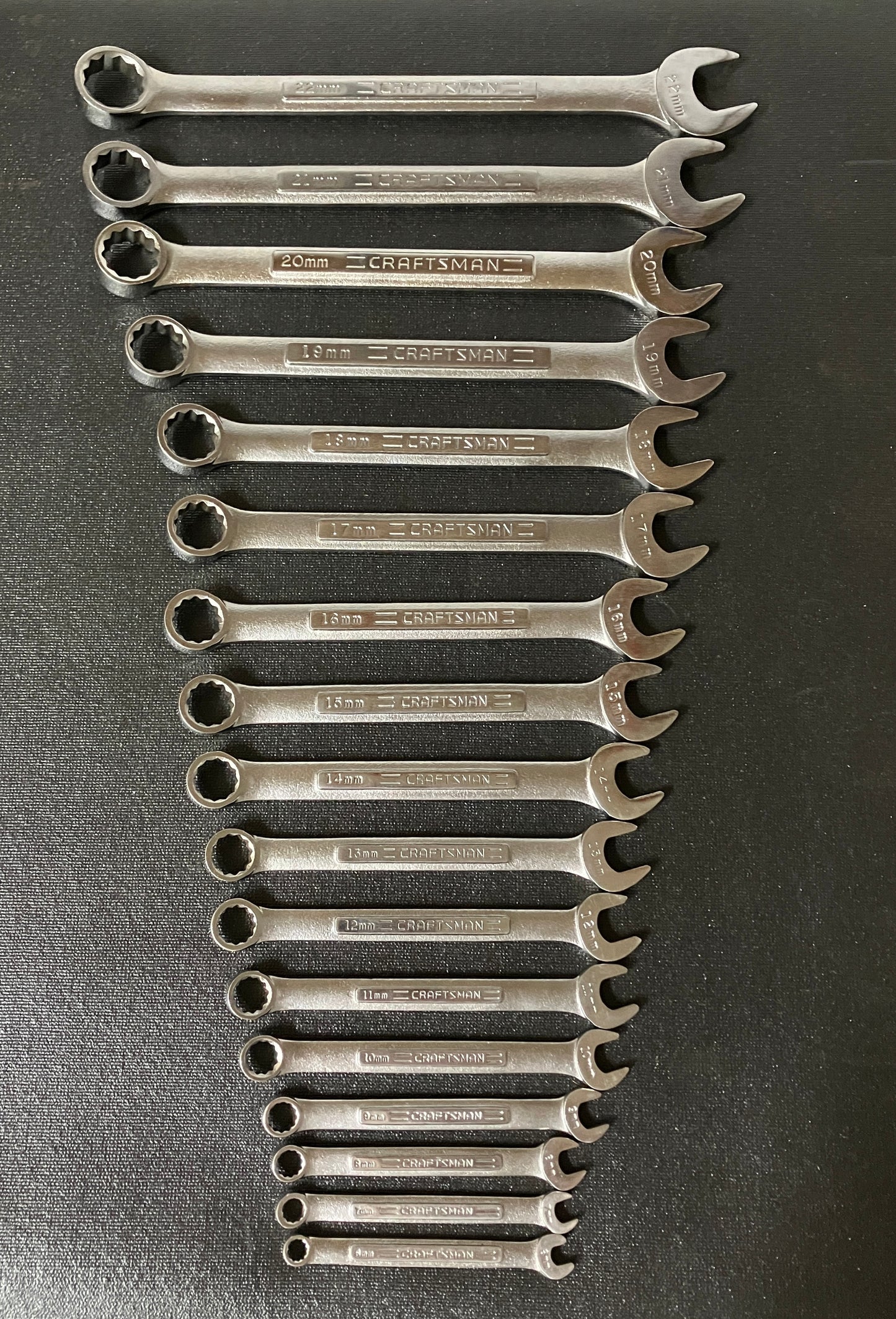 Vintage Craftsman 17pc Metric Combination Wrench Set 6-22mm USA No Skips -VV- & VA