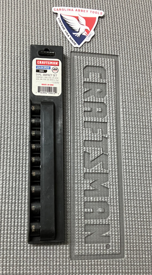NOS Vintage Craftsman 1/4” Drive 9pc SAE Impact Socket Set USA 15878