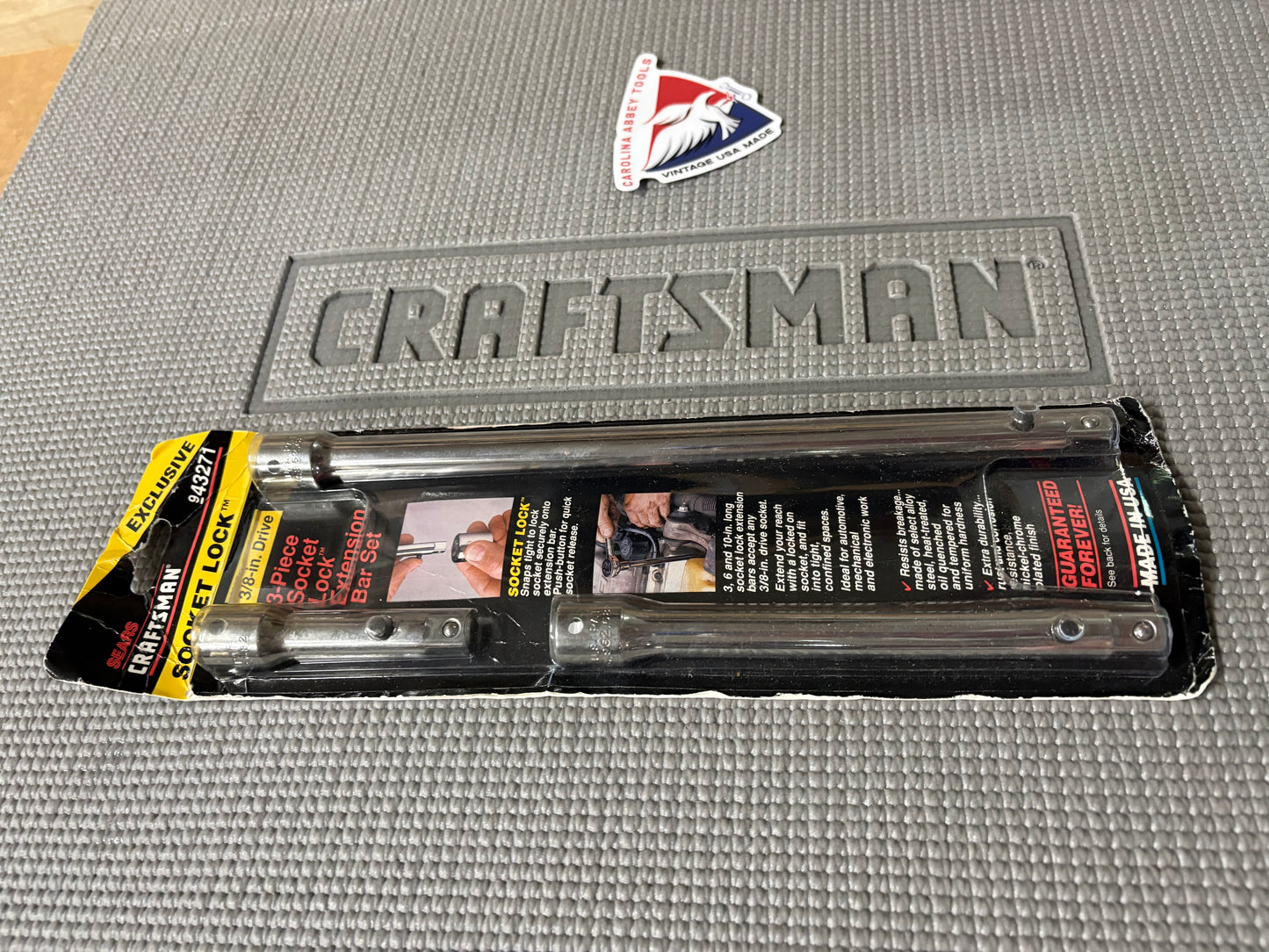 NOS Sears Craftsman USA 3pc 3/8" Socket Lock Extension Bar Set 43271 Very Rare!