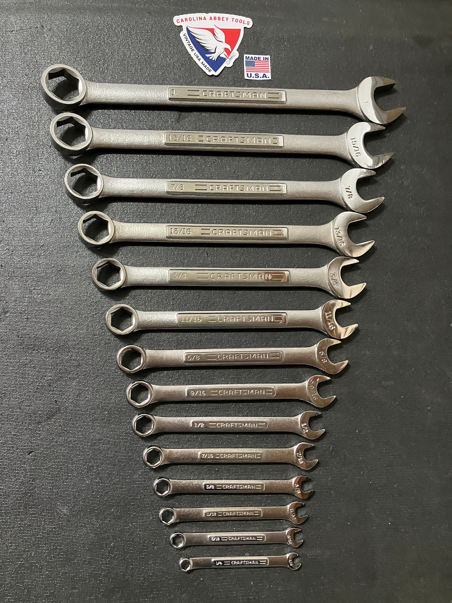 Vintage Craftsman 14pc SAE 6 Point Combination Wrench Set 1/4” - 1” 44154 USA VA