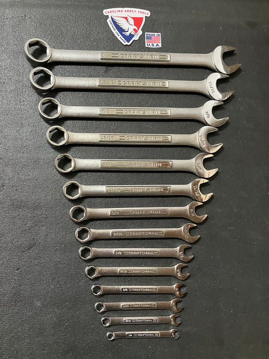 Vintage Craftsman 14pc SAE 6 Point Combination Wrench Set 1/4” - 1” 44154 USA VA