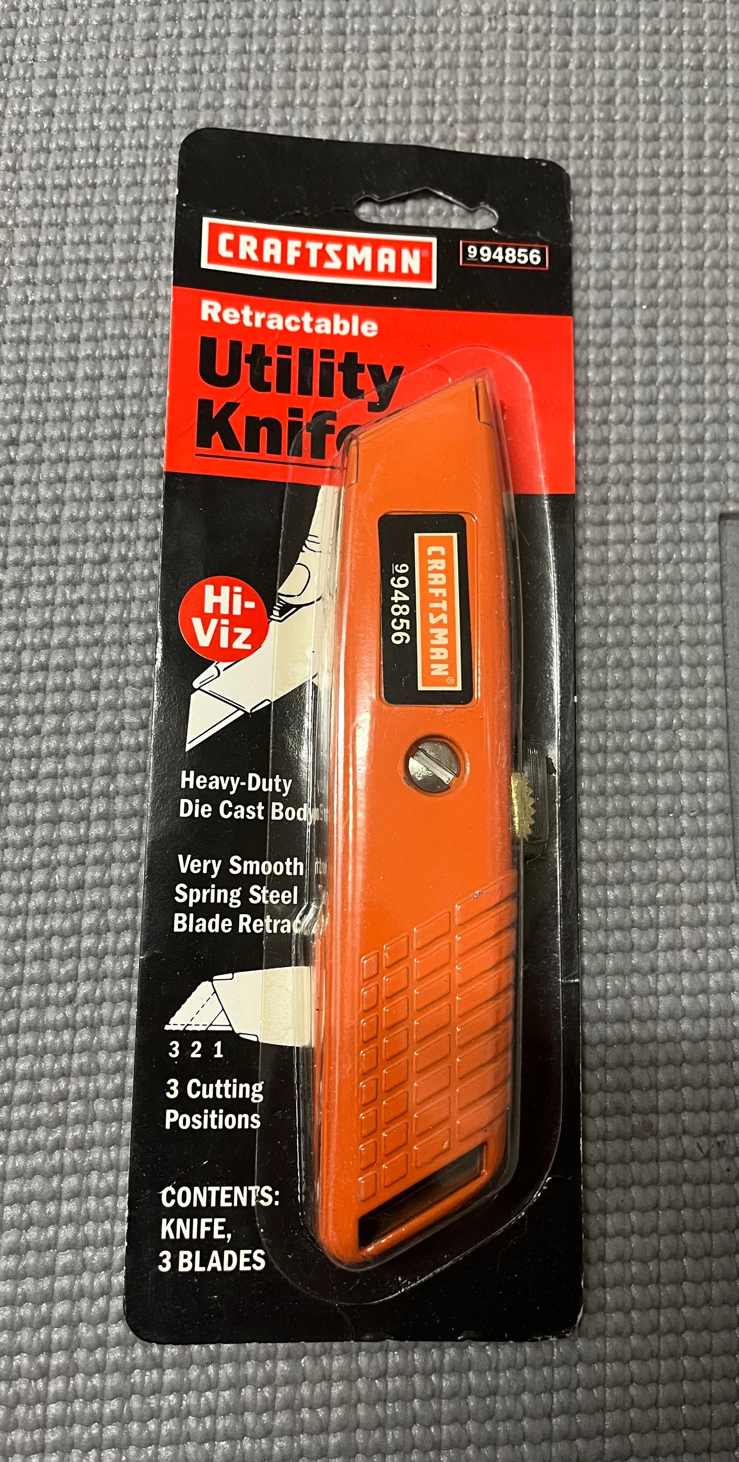 NOS Sears Craftsman USA Hi Viz Orange Box Cutter Utility Knife 94856 Neon
