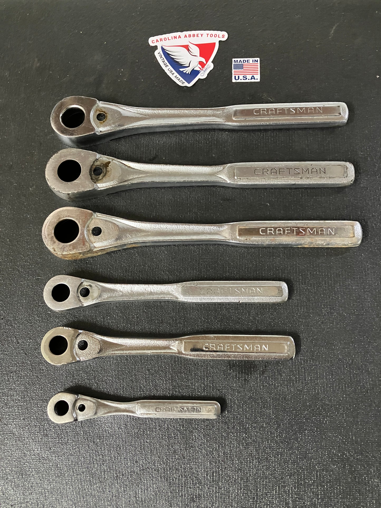6 Vintage Craftsman Empty Ratchet Handles USA 1/4” 44807 3/8” 44808 1/2” 44809